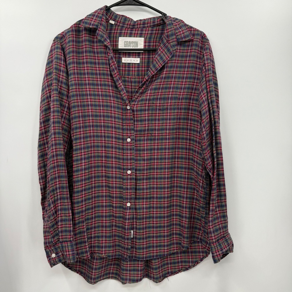 Grayson The‎ Hero Plaid Button Down Shirt Lyocell Long Sleeve Top Women's Medium